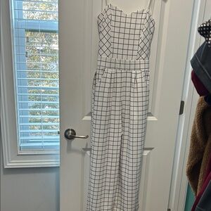 Honey and Rosie White Jumpsuit with Black Grid